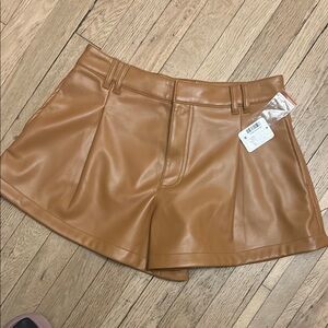 We The Free Tan High Waist Dress Shorts with Pleats